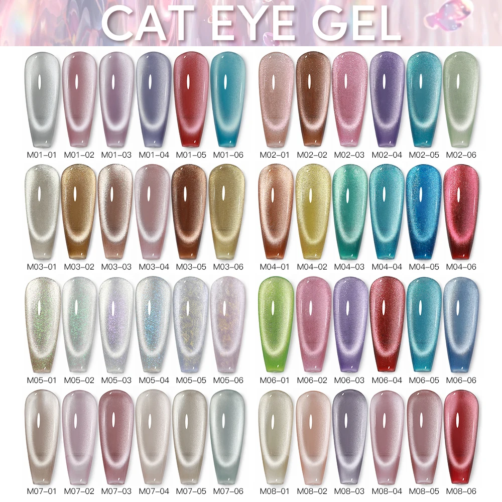 Magnetic Cat Eye Gel Nail Polish Set Red Pink UV Soak Off Gel Varnish Crystal 15ml Cat Eye Gel Lacquer Art Nails With Display
