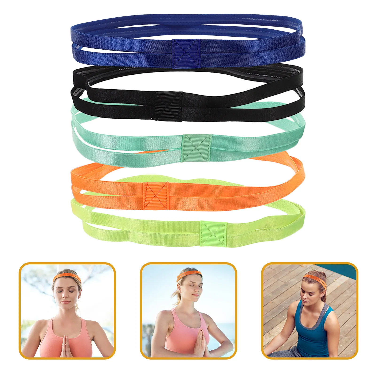 

5Pcs Elastic Headbands Non-Slip Yoga Sports Hair Bands Workout Sweatbands Breathable Fitness Running Elastic Headband