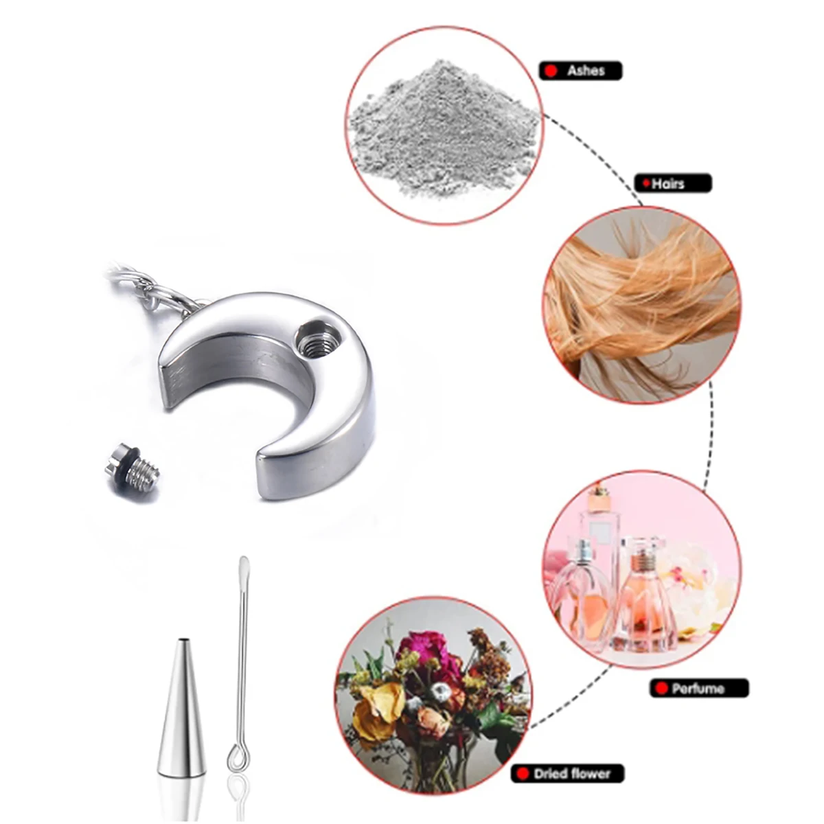 قلادة من الفولاذ المقاوم للصدأ لحرق نجم القمر ، مجوهرات لرماد الحيوانات الأليفة البشري ، سلسلة مفاتيح جرة ، هدية محبي النصب التذكارية ، لا تتلاشى ، الكلاسيكية