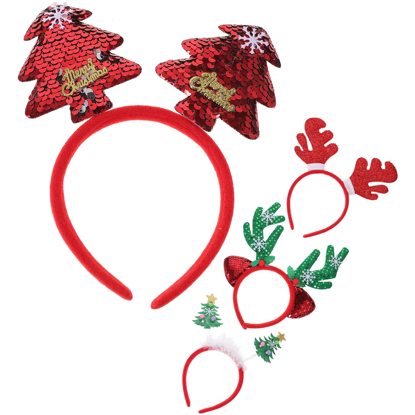 

4Pcs Christmas Headband Antler Hair Hoop Christmas Tree Headpiece Holiday Party Decor Xmas Supplies Antler Headband
