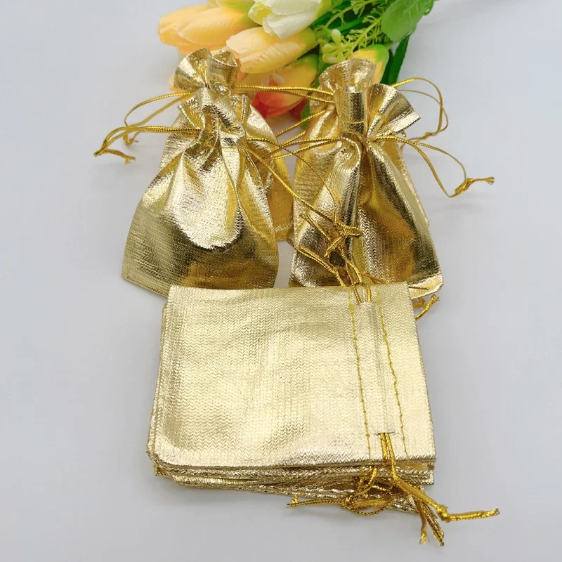 

100pcs Gold Cloth Gift Bags Wedding Packaging Sachet Bag Drawstring Gift Pouches for Jewelry Storage Bag Packaging Fabric Bags