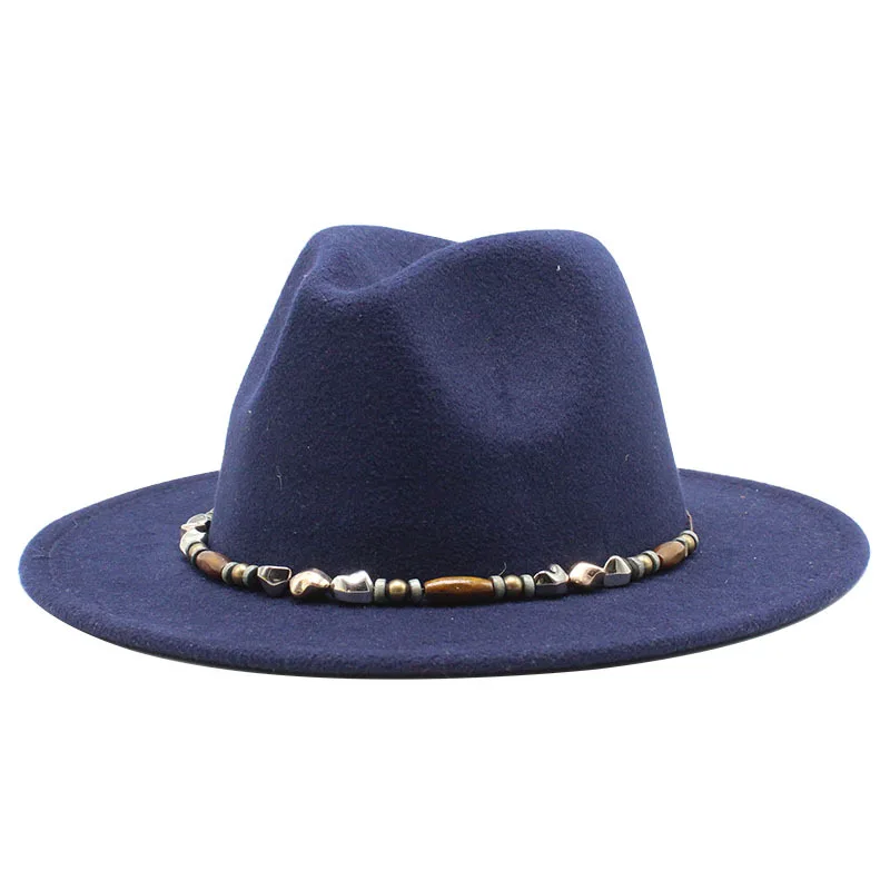 

AliExpress New Woolen Beaded Hat 60cm Circumference Flat Brim Big Brim Jazz Hat