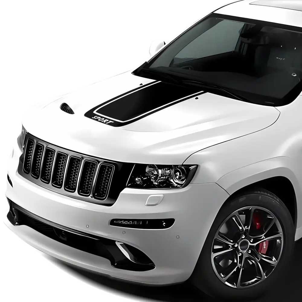 

Car Hood Bonnet Racing Sport Vinyl Decal Sticker Stripe Kit Compatible with Jeep Grand Cherokee WK2 2011-Present
