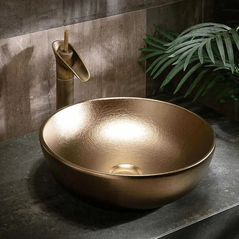 

Chinese courtyard wash basin metal glaze ceramic small washbasin nostalgic antique vertical basin designer art outdoor