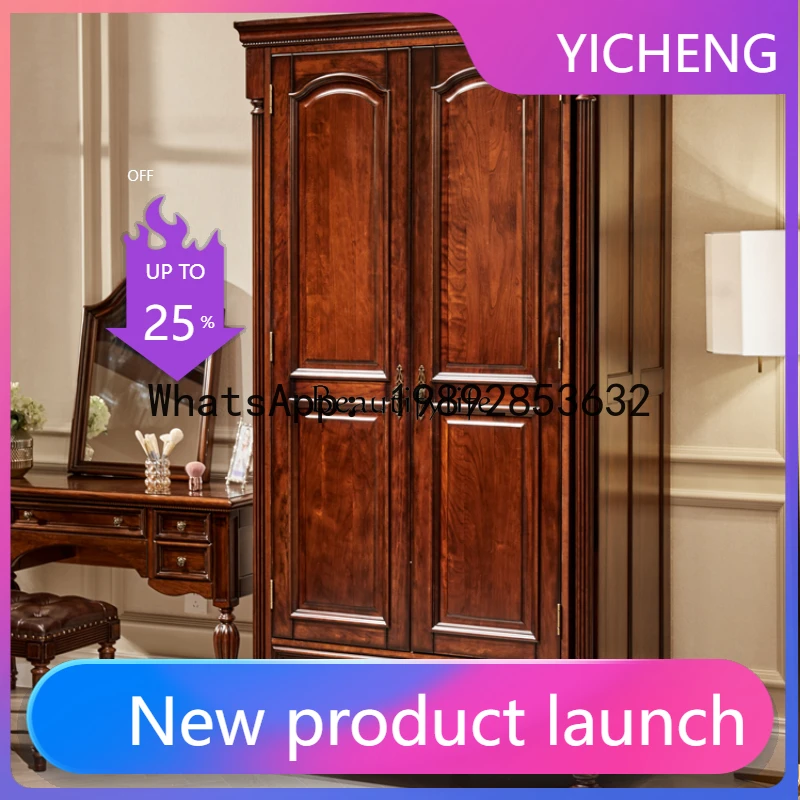 QQ *All solid wood North American cherry wood two-door wardrobe storage cabinet quilt cabinet