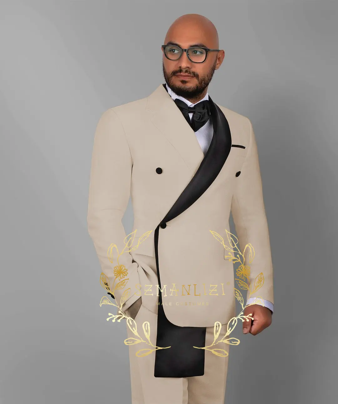 Fashion Business Beige Suits For Men Wedding Suits Ternos Masculinos Slim Fit Groom Tuxedos Costume Homme 2 Pieces (Coat+Pants)
