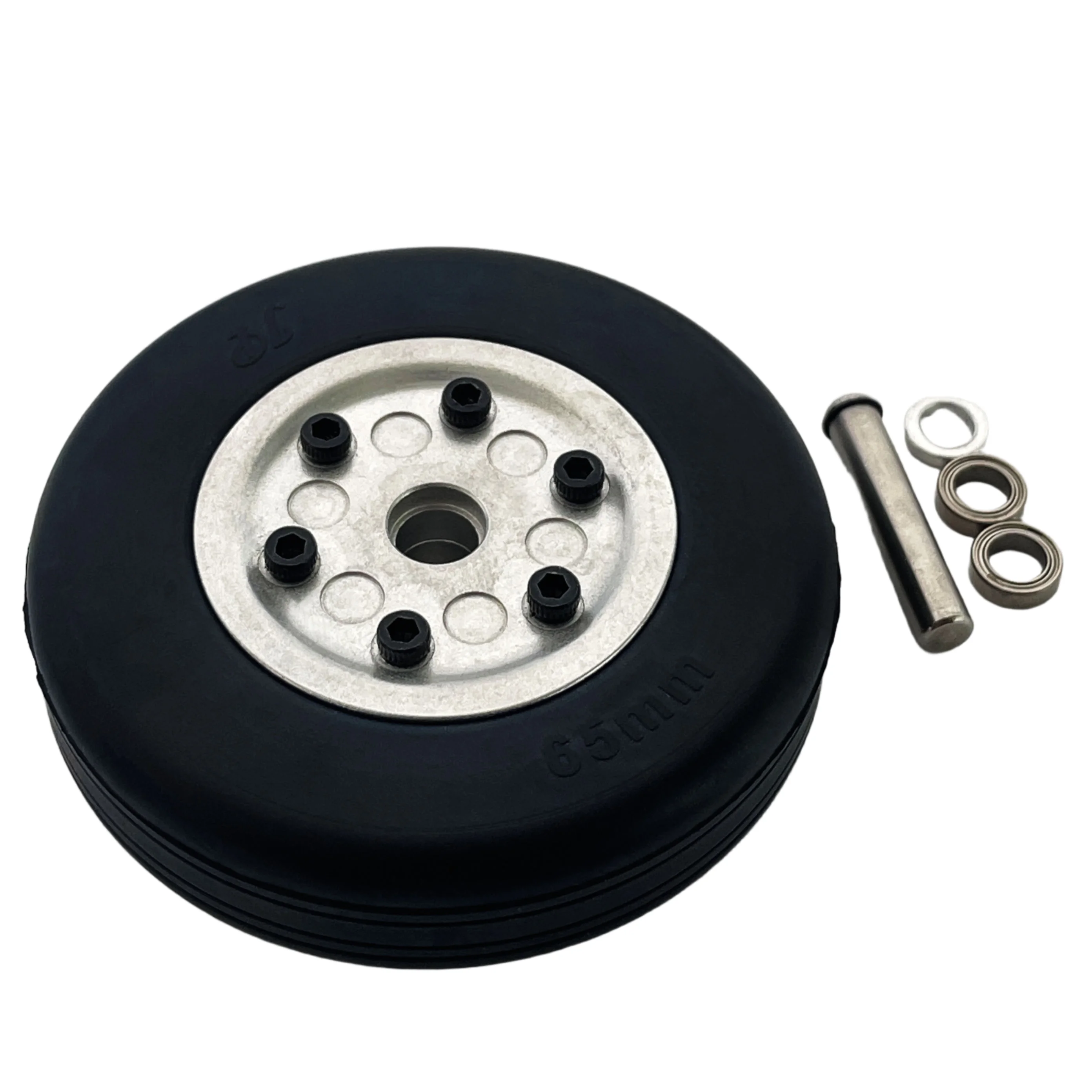 JP 50 55 60 65mm Aluminum Wheel Set with Rubber Tire 4mm 5mm Axle for RC Aircraft