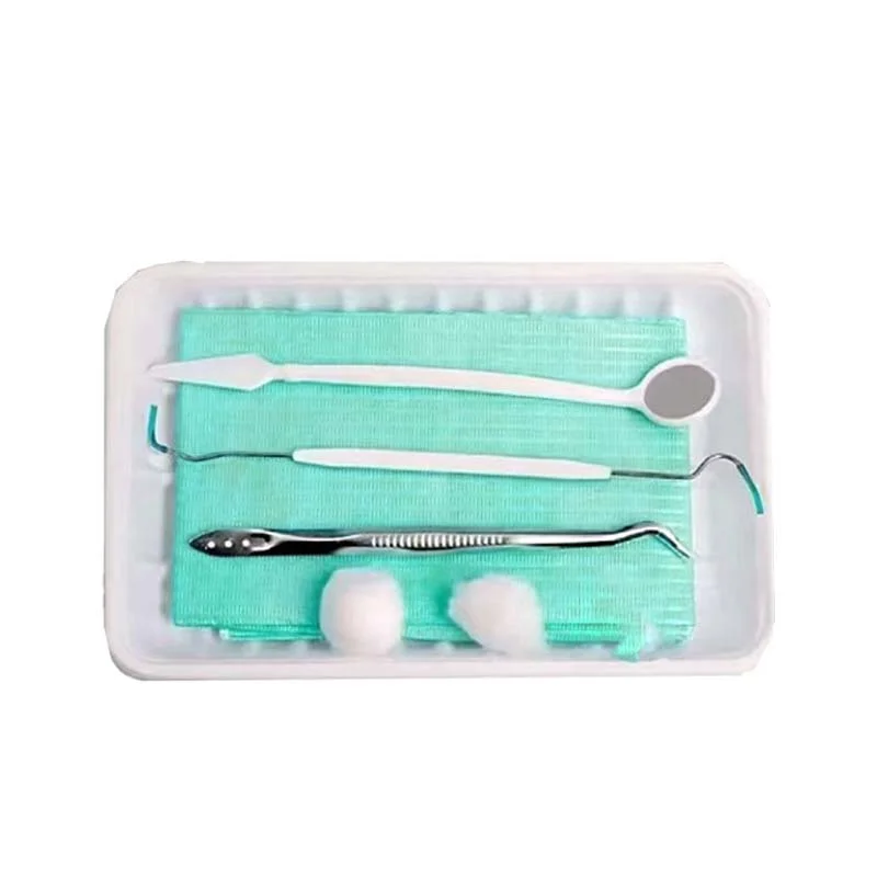 3 Sets Disposable Dental Care Set Include Dental Tweezers Tray Dental Mirror Dental Probe Dental Bib Cotton Ball Dentist Tools