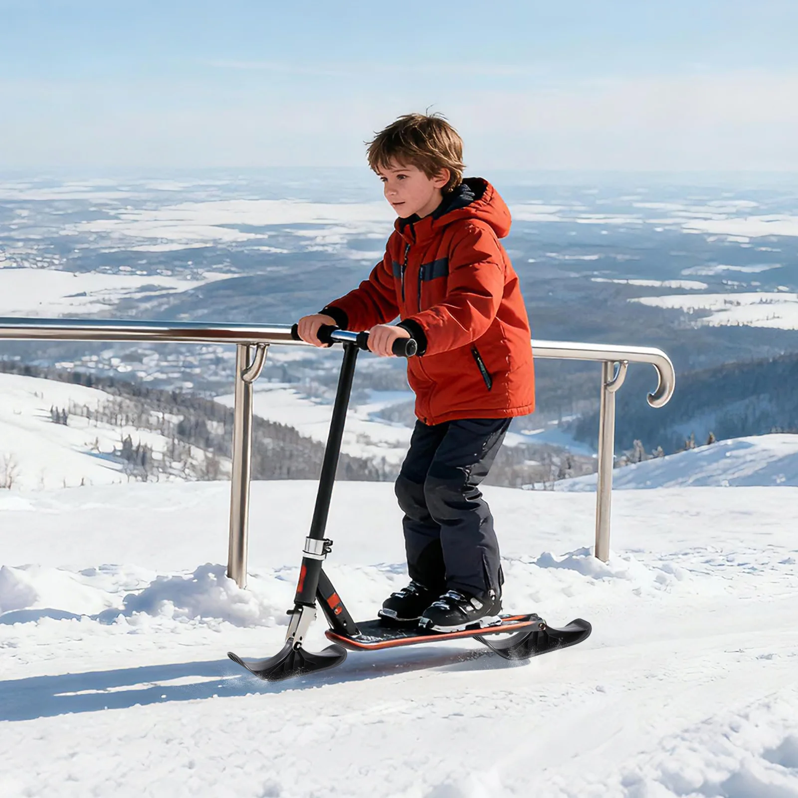 

Scooter Snow Ski Attachment Durable Heavy Duty Dual Skis For Adult Kids Replace Wheels Outdoor Snow Sled Parts