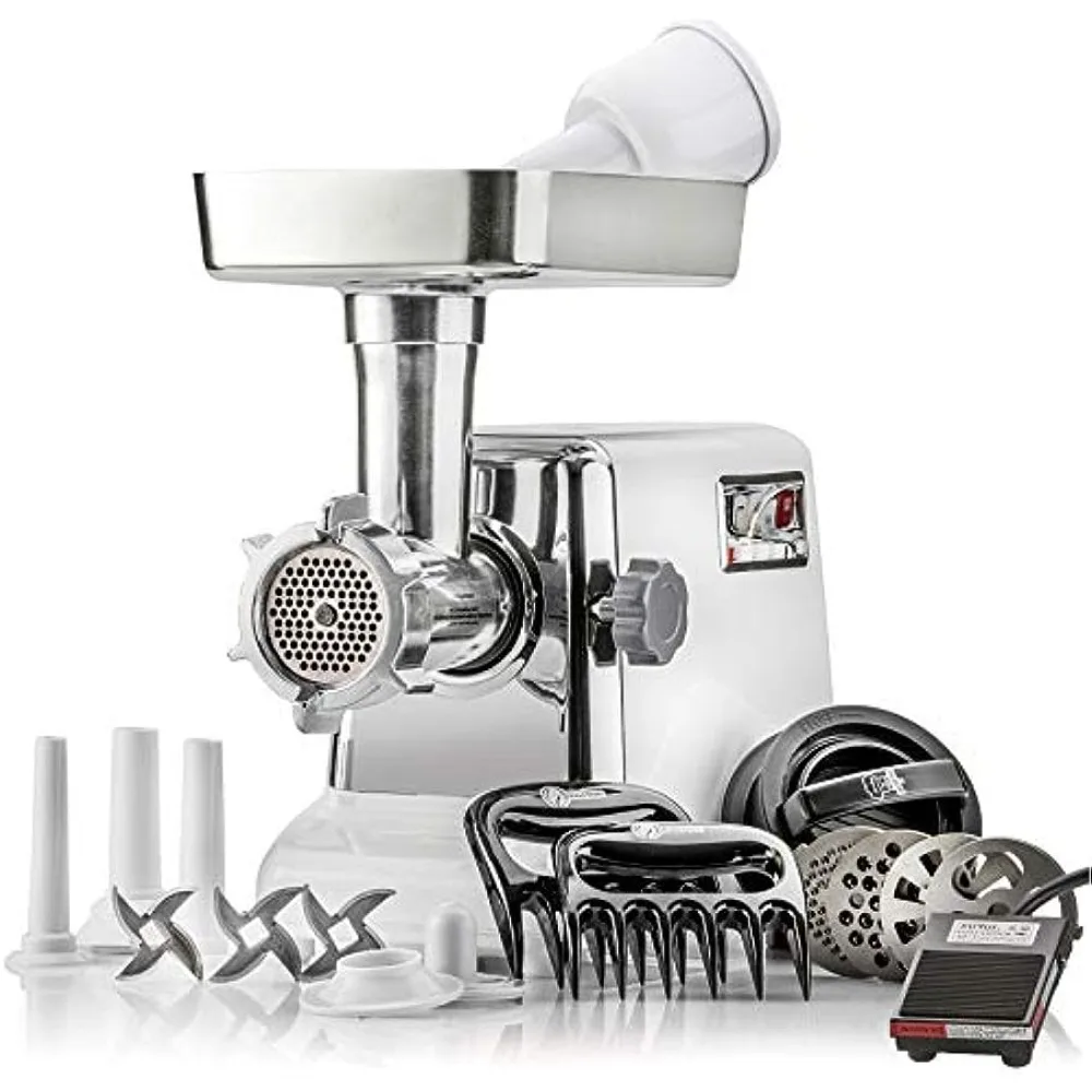 

STX International Turboforce 3000 Series 6-In-1 Powerful Size #12 Electric Meat Grinder with Foot Pedal