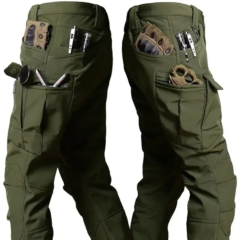 Set tattici impermeabili in pelle di squalo da uomo in pile addensato nuove giacche da combattimento Soft Shell + pantaloni Cargo caldi antivento