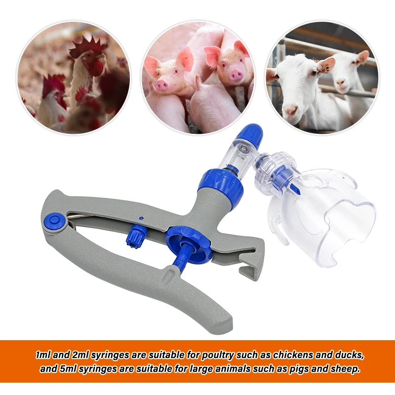 Automatic Continuous Syringe Animal Adjustable Syringe Chicken Bird Poultry Durable Vaccine Injector 10 Needles Veterinary Tool