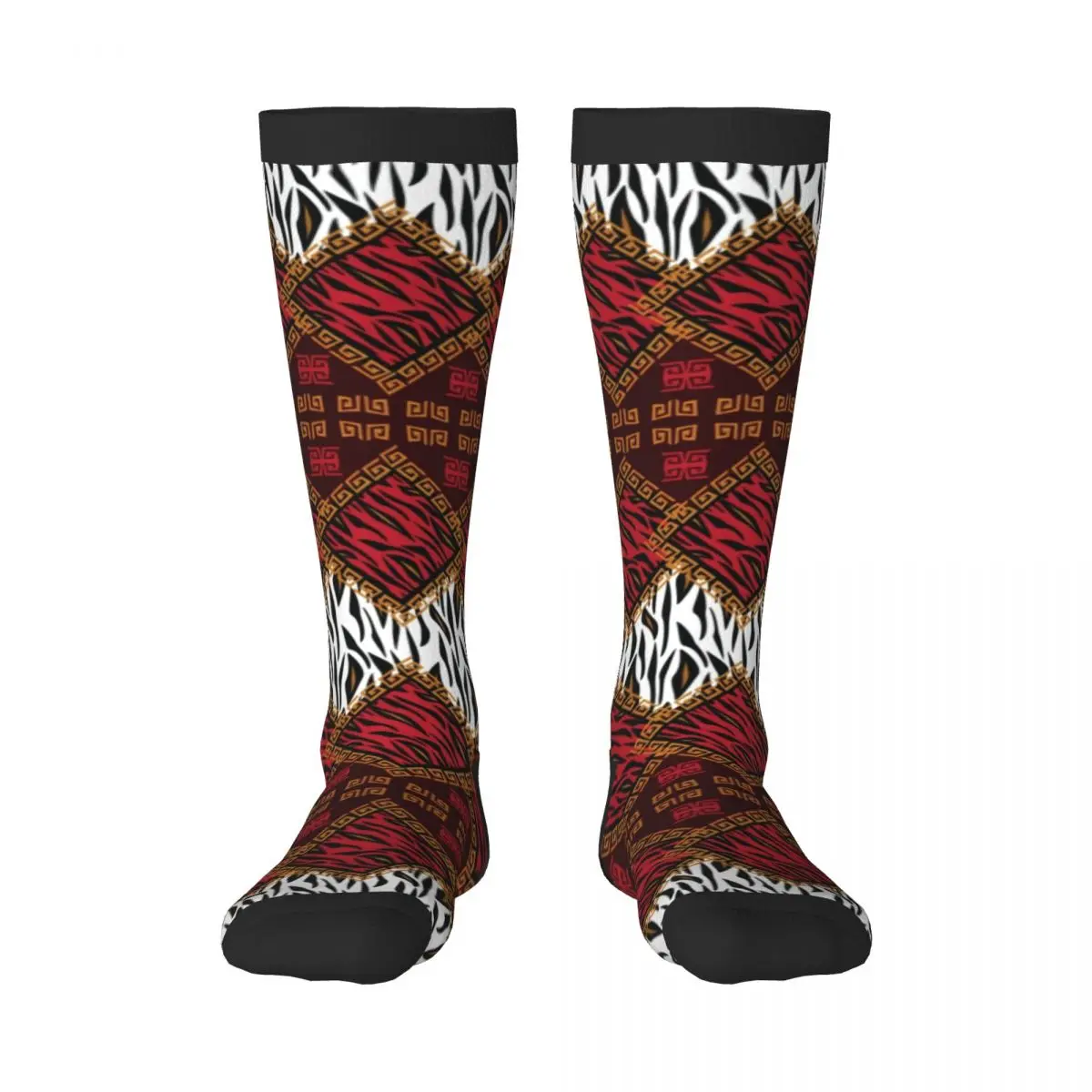 Over Knee Long Socks Animal Skin Stripes In Diamond Native Artwork Thigh High Stockings Street Party Cosplay Hosiery