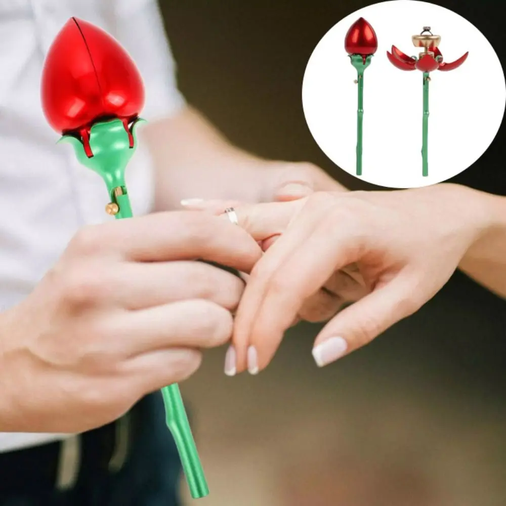 Display Dustproof Rose Ring Box Waterproof Red Pink Flower Ring Box Multi-functional Elegant Auto Blooming Ring Box Gift Giving