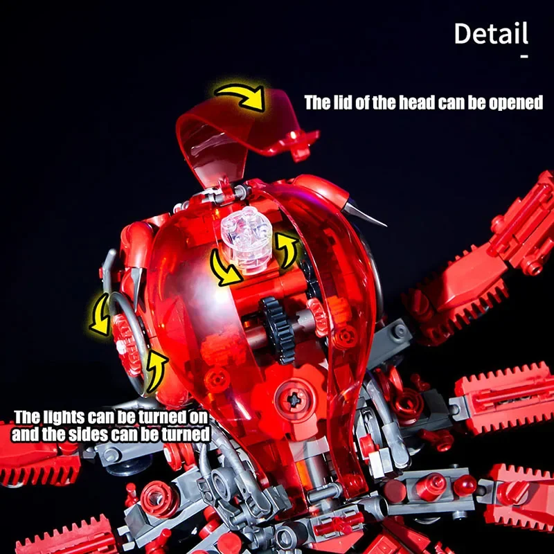 Kreatywny MOC 882 sztuk mechaniczny model ośmiornicy zestaw klocków budowlanych DIY montaż Mechs Octopus cegły zestawy zabawki dla dzieci prezenty