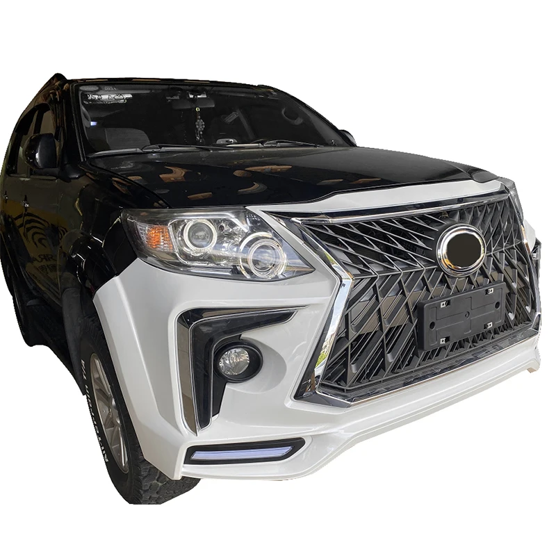 New Full Set Car Front Rear Bumper Facelift Wide Conversion Bodykit Body Kit for Fortuner 2012-2015 Change To Lx Lexus