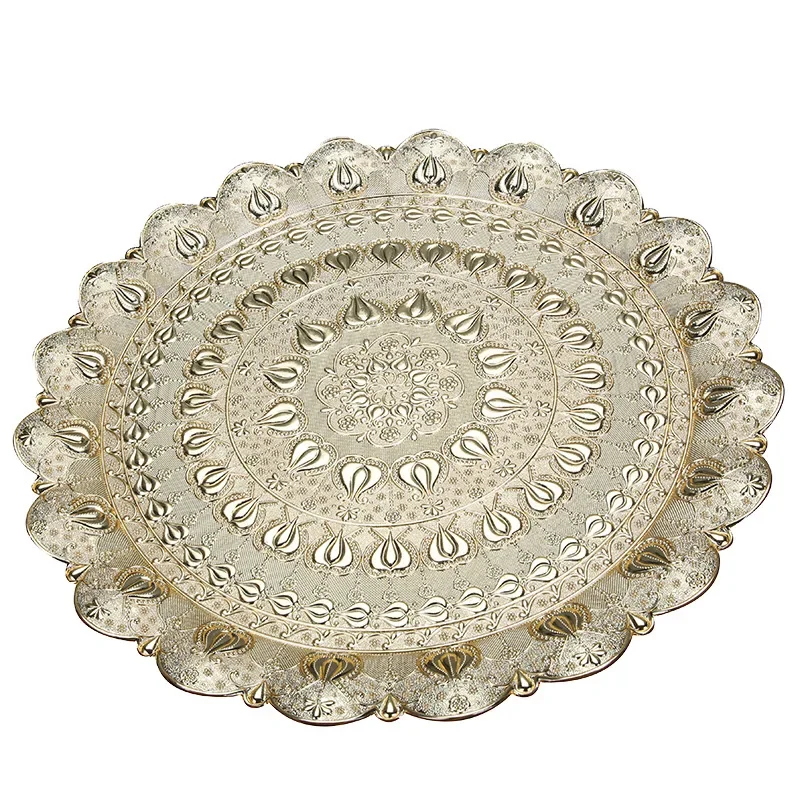 

New zinc alloy tray with feet, large fruit tray, tea fruit , snack decorative