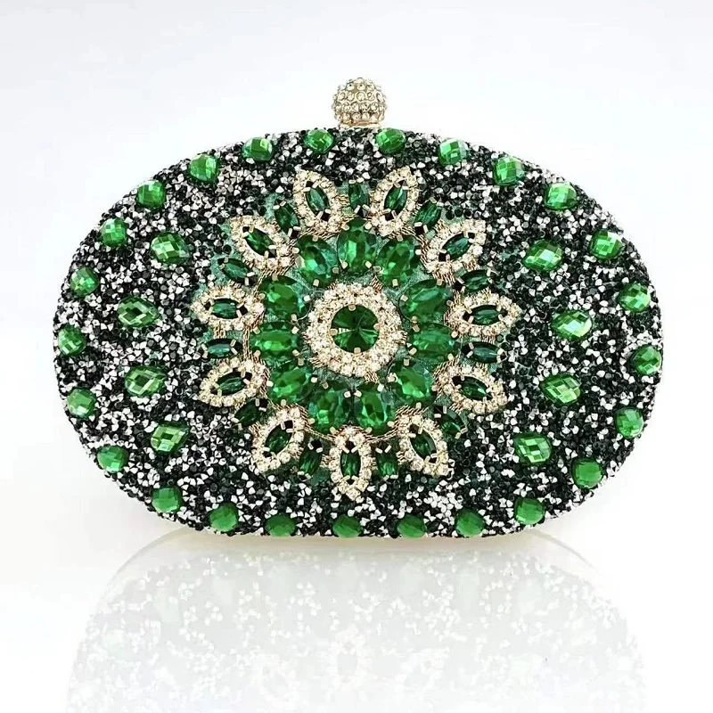 New Shell Bag Full Diamond Glitter Glass Set Diamond Bag Birthday Wedding Banquet Bag Fashion Clutch Bag Dinner Bag