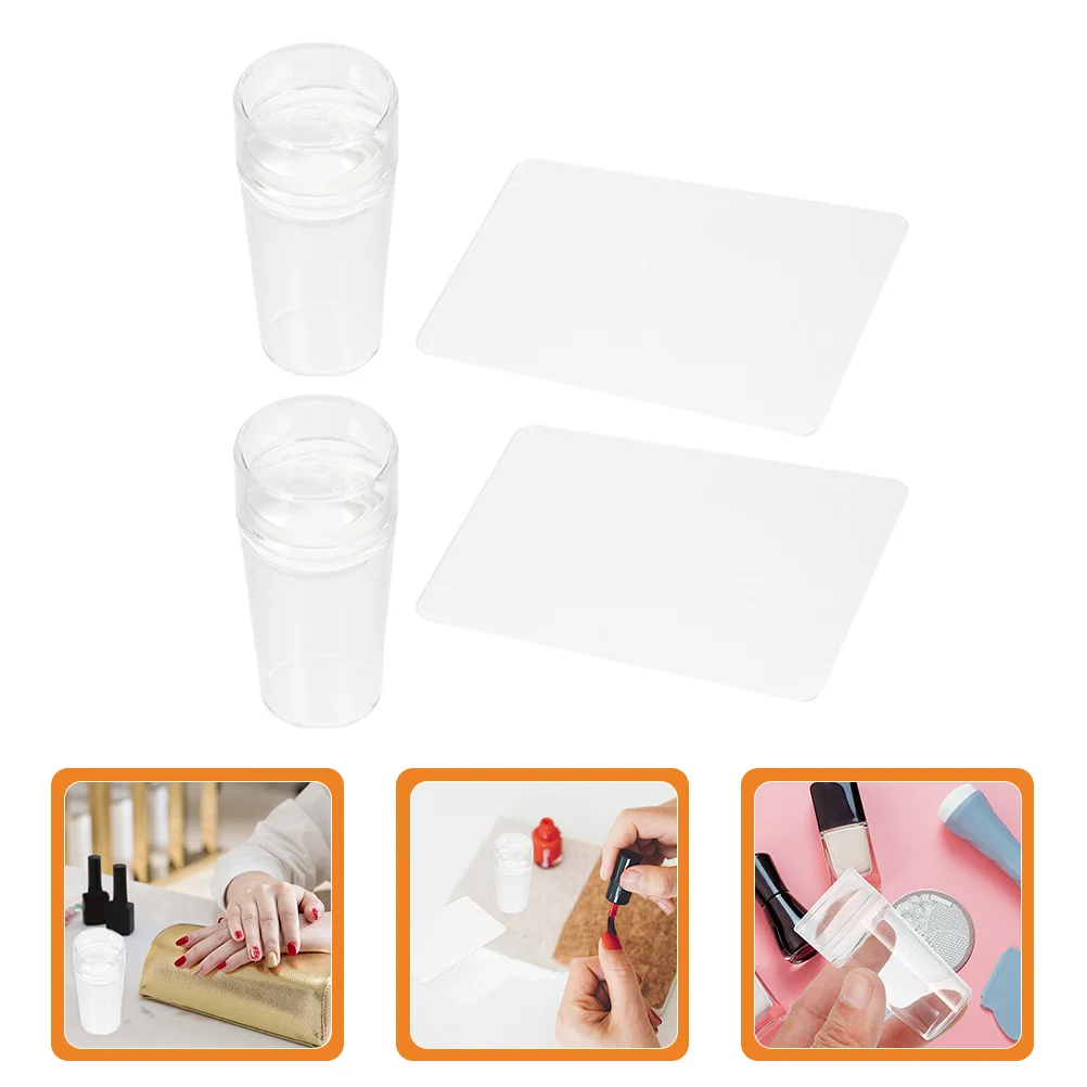 2 Sets Nail Stamp French Tip Tool Strips Stamper Manicure Scrap Boards Tools Clear Polish