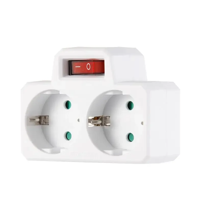 Tomada de conversão soquete duplo com tomada Plug Switch, padrão da UE, 250V, 16A, Q84D