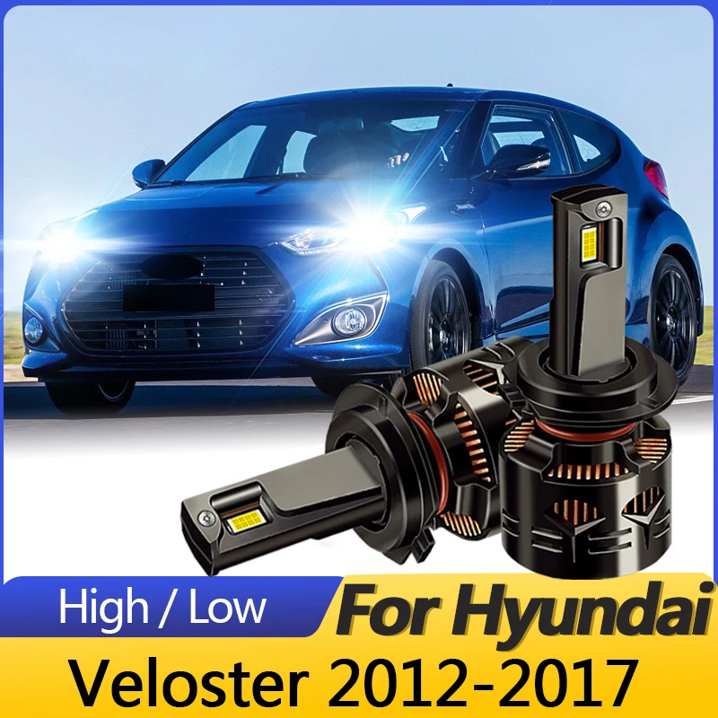 

2 шт., высококачественные белые CANbus для Hyundai Veloster 2012-2017, светодиодные фары дальнего света, ближнего света 30000LM, аксессуары Plug & Play