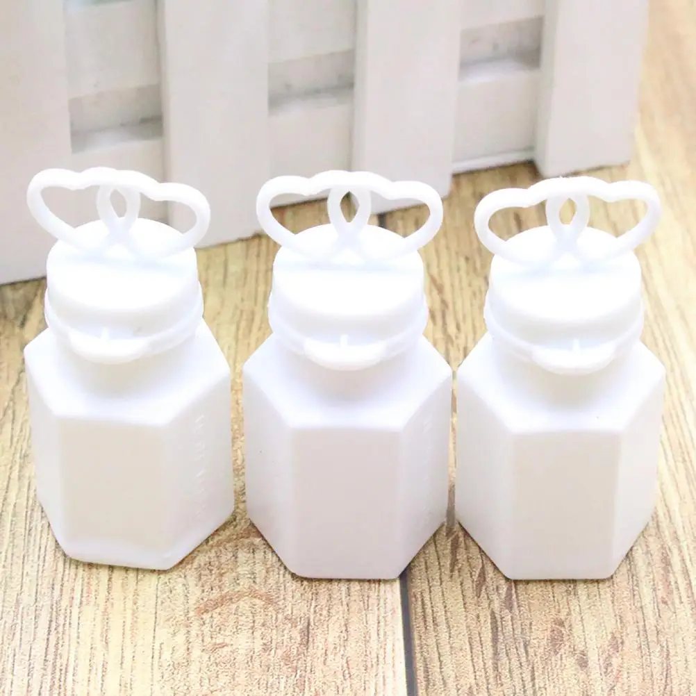 Bouteilles vides en forme de Double cœur, 24 pièces, cadeaux de fête de mariage, bouteille à bulles, cadeau pour enfants, bâtons à bulles en plastique