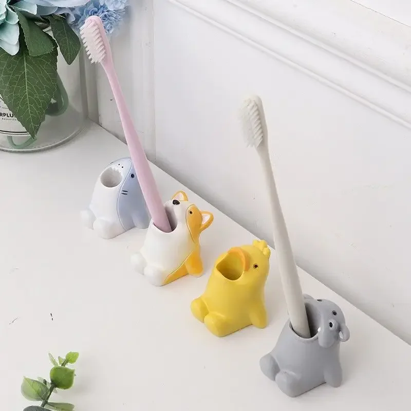 1pcs Animal Toothbrush Holder Bathroom Cartoon Resin Pen Holder Container Organizer Lovely Model Shark Decoration Accessories