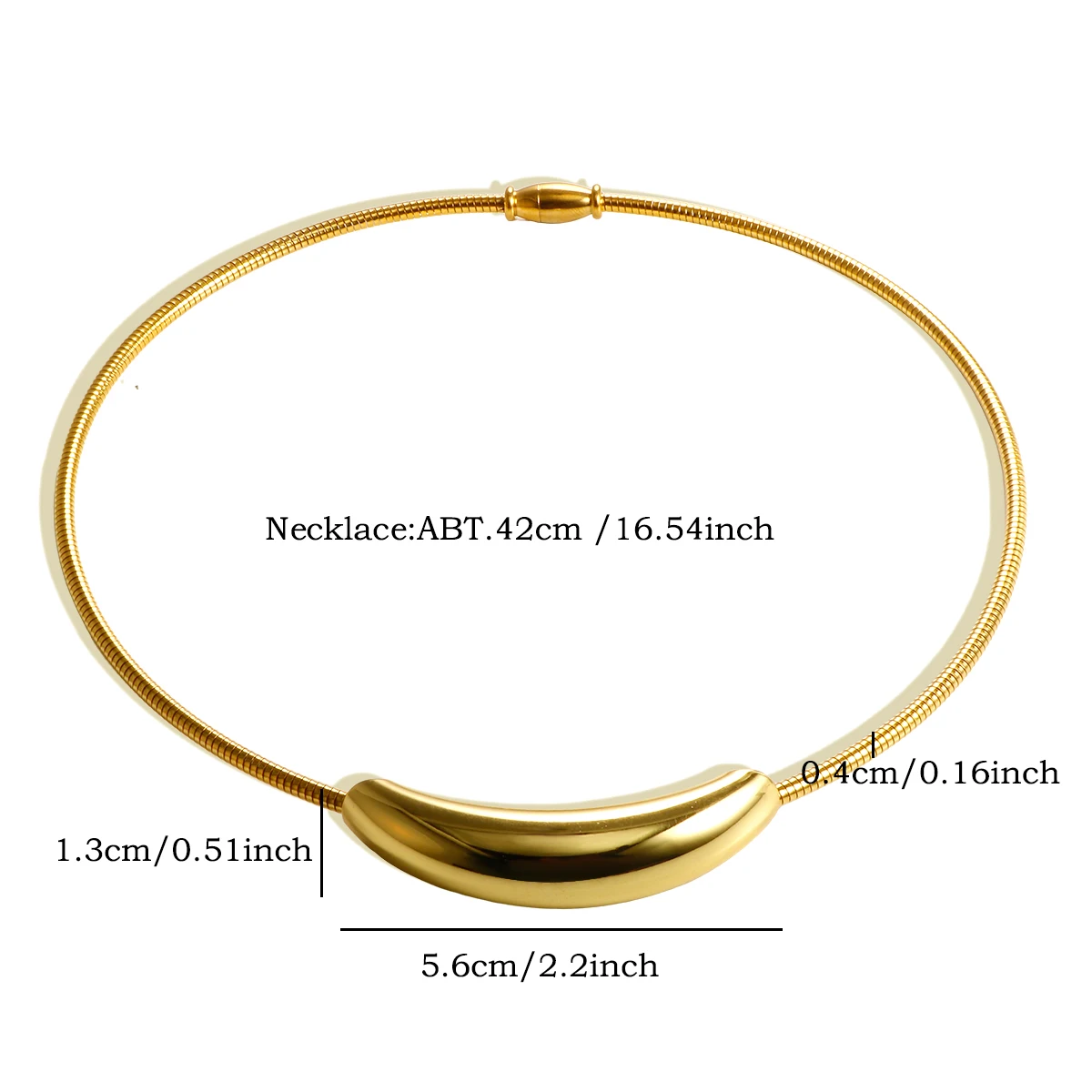 JOVO LOVE Waterproof Curved Pendant Popular Choker Light Necklace Gold Color Stainless Steel Necklace Fashion for Women Jewelry