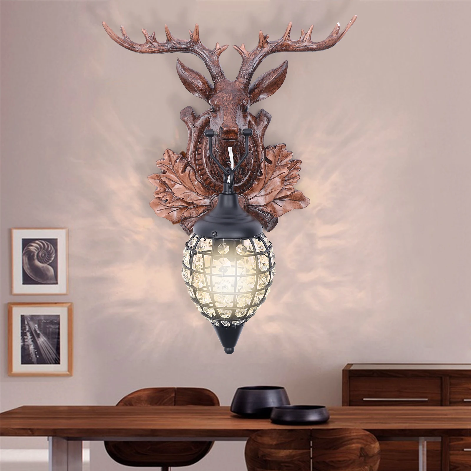 110V Antlers Deer Head sconce Living Room Bedside Decorative Wall Lamp Bedroom Study Hotel Craft Chandelier Corridor Porch Lamp