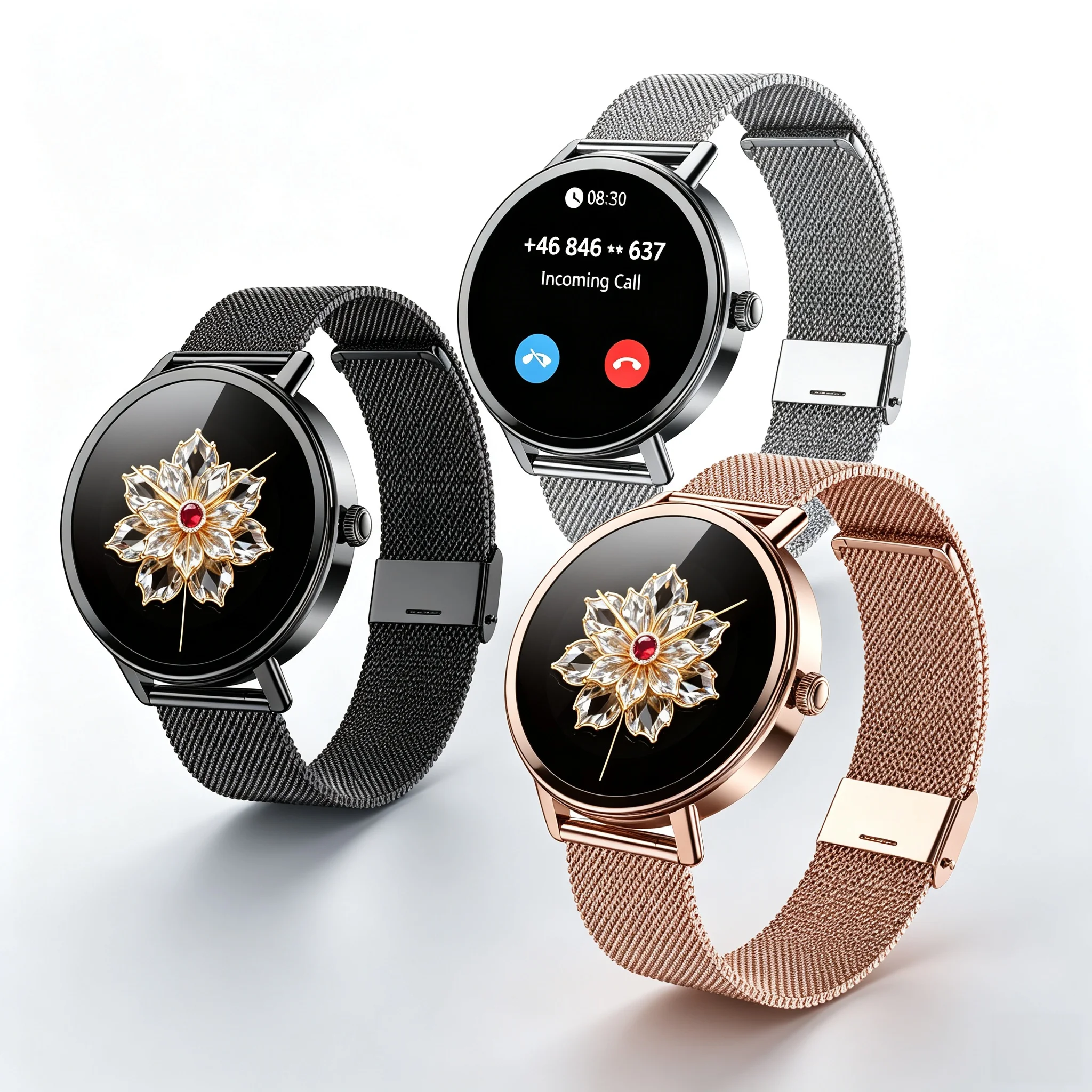 Relógio Inteligente Feminino Blackview, Monitor de Frequência Cardíaca e SpO2, Rastreador de Fitness, Chamada Bluetooth, Relógio à Prova d'Água, Prese