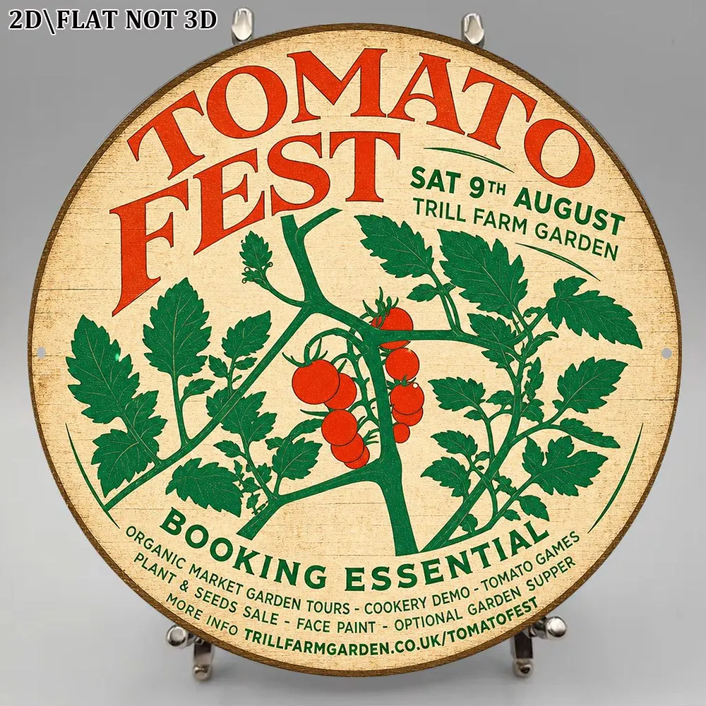 2D Flat, 1pc 8x8in/20x20cm 2D Flat Round Sign, Vintage 