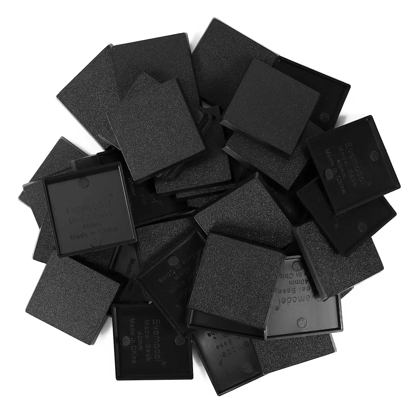 Evemodel 50pcs 40mm Square Bases Black Plastic for Miniature Wargames MB1040