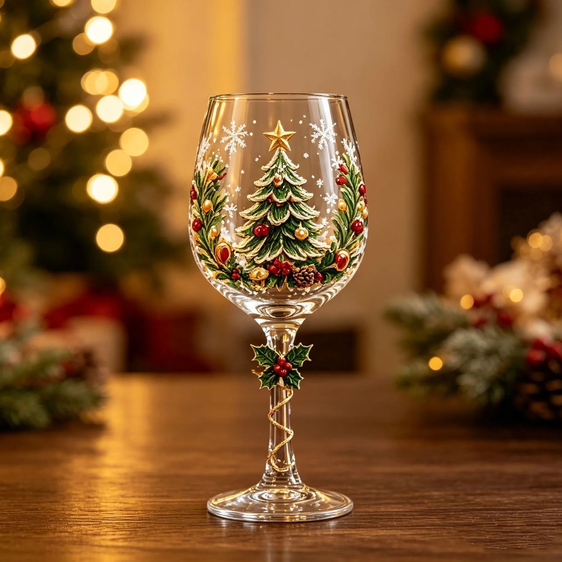 New Christmas Glass Art Cup Glass Cup High footed Cup