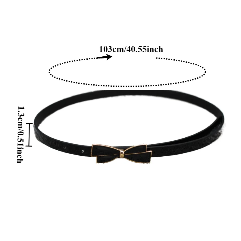 Korean-Style Fashionable Bow Buckle Sweet Patent Leather Women’s Slim Belt – Versatile Thin Belt for Long Tops and Dresses