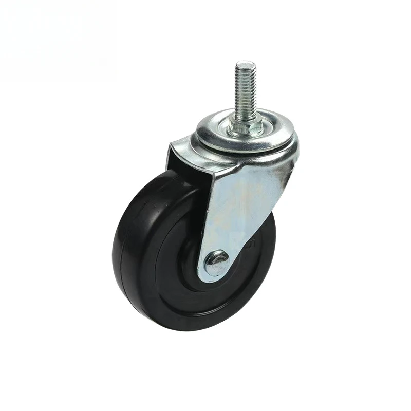 Silent casters, 3-inch screw rubber universal wheels, brake type furniture wheels for shelf, cabinet and display rack