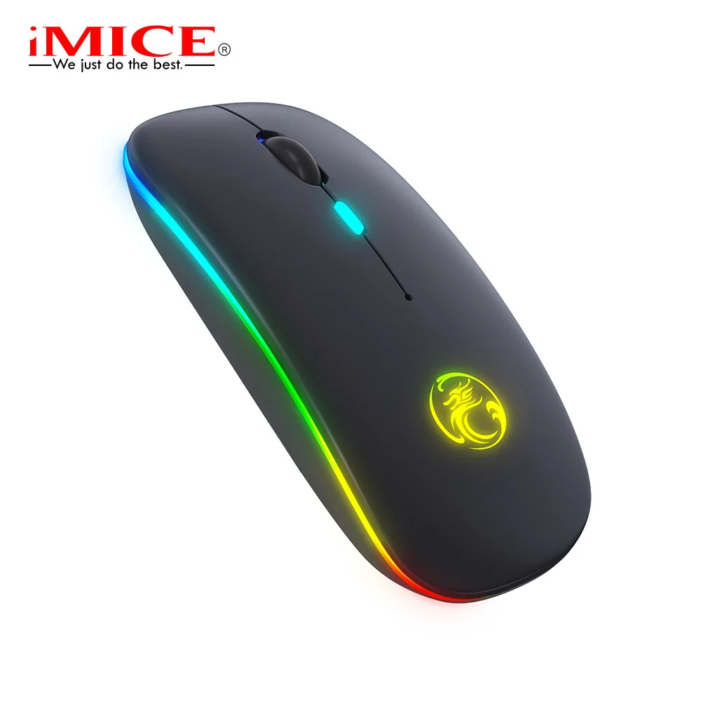 Wireless Mouse Rechargeable Silent LED Backlit Mice PC Laptop Computer Mous 2.4Ghz Receiver Bluetooth Dual Mode Optical Mice