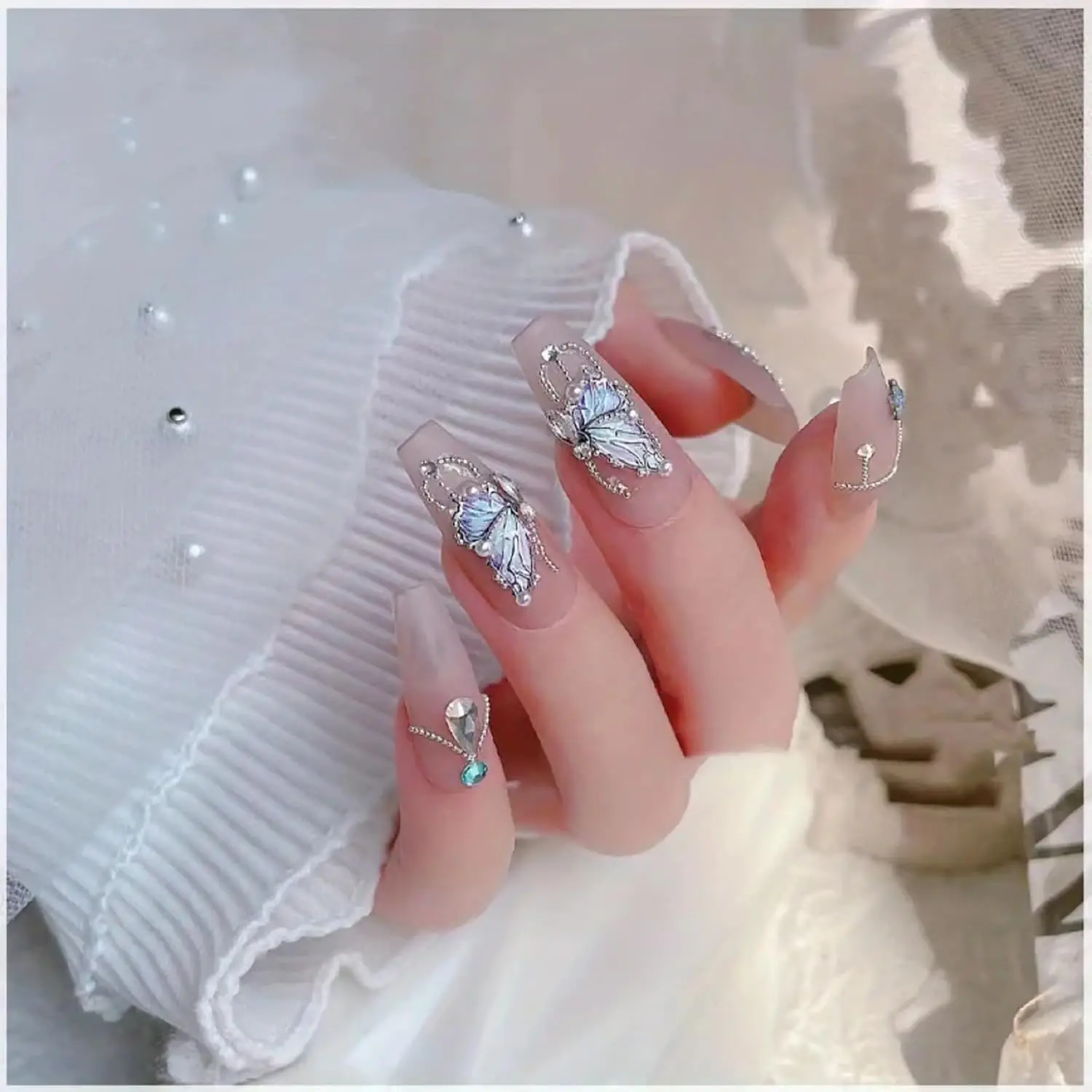 3D 캐비아 네일 비즈, 금속 네일 참, 골드 실버 스틸 비즈 쥬얼리, 혼합 크기, 네일 장식