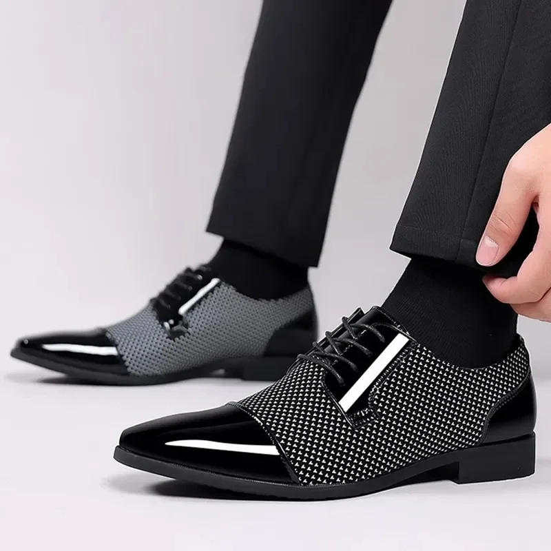 Men Dress Shoes For Men Oxfords PU Leather Shoes Lace Up Formal Black Leather Wedding Party Shoes Casual Luxury Brand Men\'s 2024