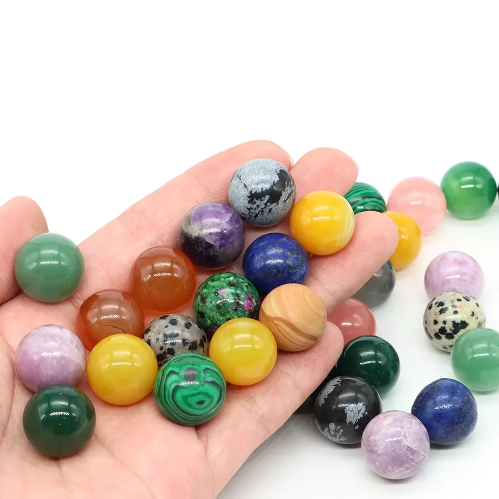 Mini-billes rondes de 16 mm en pierre naturelle, sphères de cristal de guérison sans trou pour la fabrication de colliers, bracelets, bijoux, pierres précieuses DIY, globes