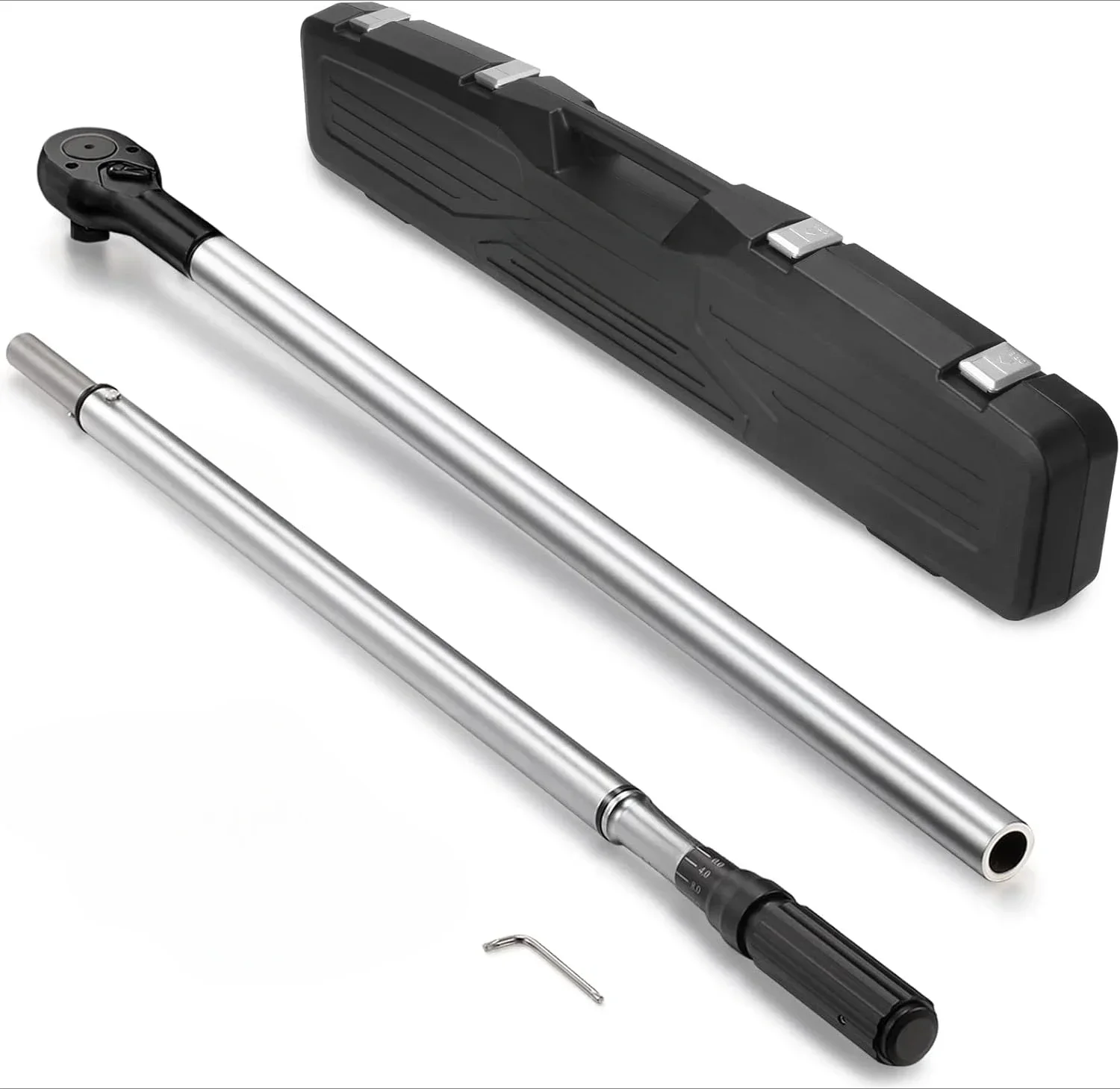 1-Inch Drive Click Torque Wrench, Dual-Scale Adjustable Torque Wrench Set with a Hex Key 200-1000ft.lb / 271-1356.7Nm