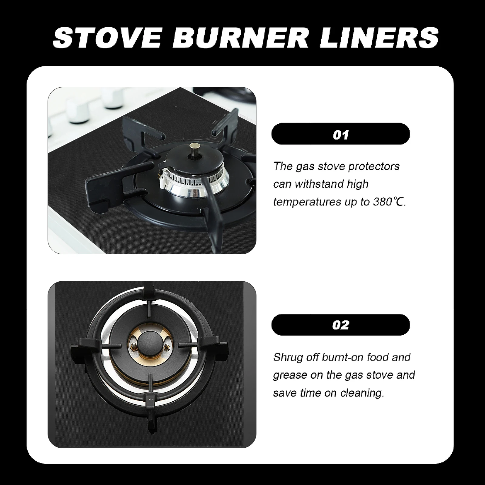 

4 Pcs Stove Burner Liners Gas Stove Protector Fiberglass Heat Resistant Covers Square Range Protector Kitchen Supplies