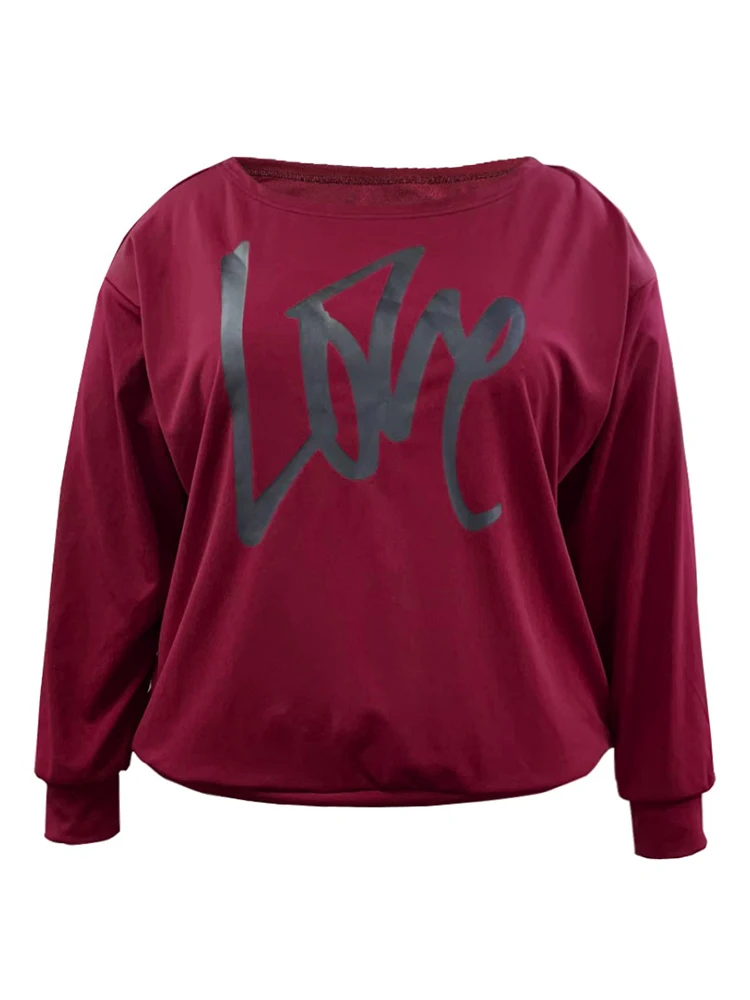 LW-Sweat-shirt grande taille pour femme, pulls College lettre d'amour, haut décontracté pour femme, vêtements grande taille, automne, hiver, 2024