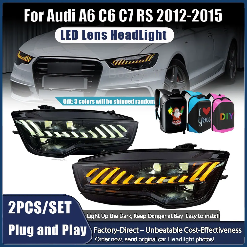 

Автомобильные фары для Audi A6 C7 2012-2015, светодиодные автомобильные фары в сборе, обновление, новейший дизайн A7, динамические сигнальные лампы, аксессуары для инструментов