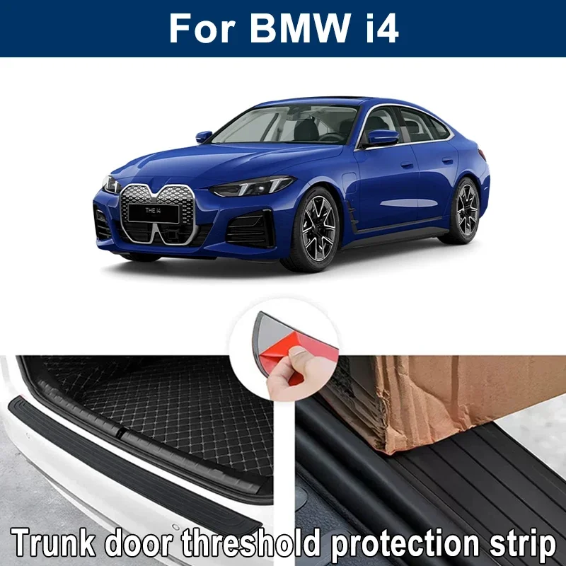 Car Trunk Sill Anti-scratch Guard Strip For BMW i4 - Rear Bumper Rubber Protector Decorative Cover Sticker