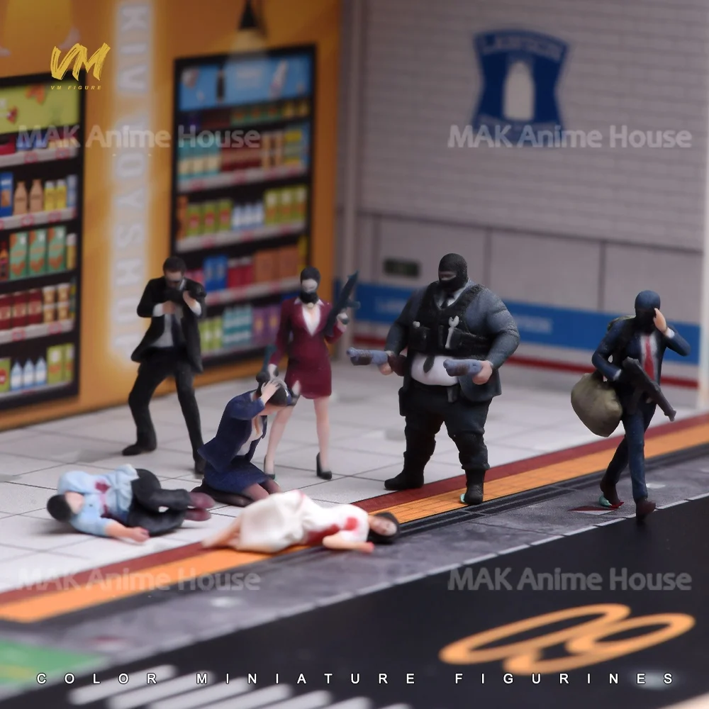 3D Print Figures 1/64 1/43 1/24 1/18 Masked Armed Robber Hostage Body Robbed Bank Overweight Men Realistic Model Scene Car Toys image 21