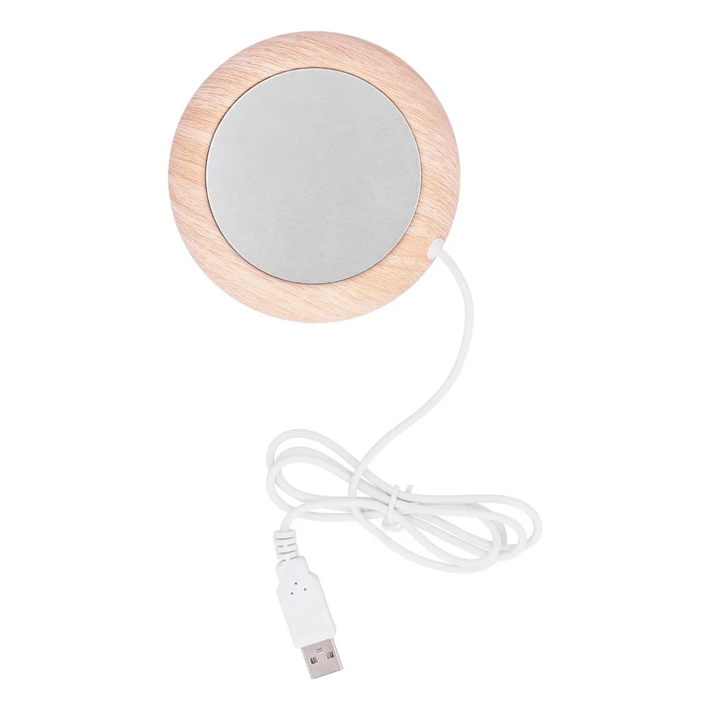 Coffee Mug Warmer Wood Grain USB Heater Pad Low Power Fast Heating Cup Warmer Electric 5W Beverage Warmer Tea Drinkers