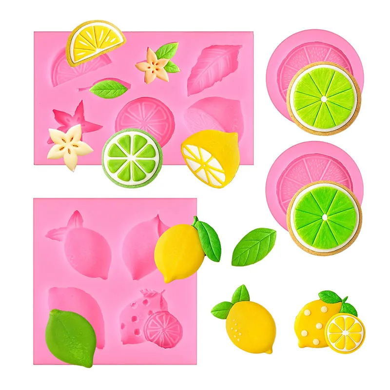 Lemon Fondant Mold Fruit Leaves Flower Cookie Chocolate Snack Cupcake Topper Cake Decoration Candy Sugar Craft Paste Clay Resin