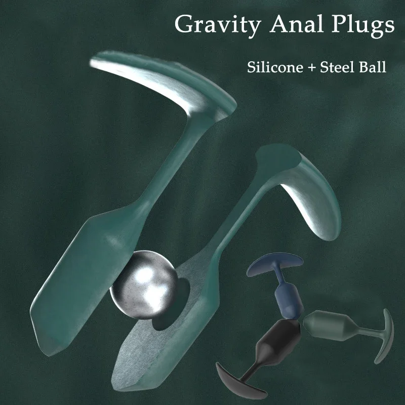 Silicone Gravity Anal Plug With Steel Balls Male Hindquarters Toy Weight Training G-Spot Masturbation Massager Adult Erotic Toys