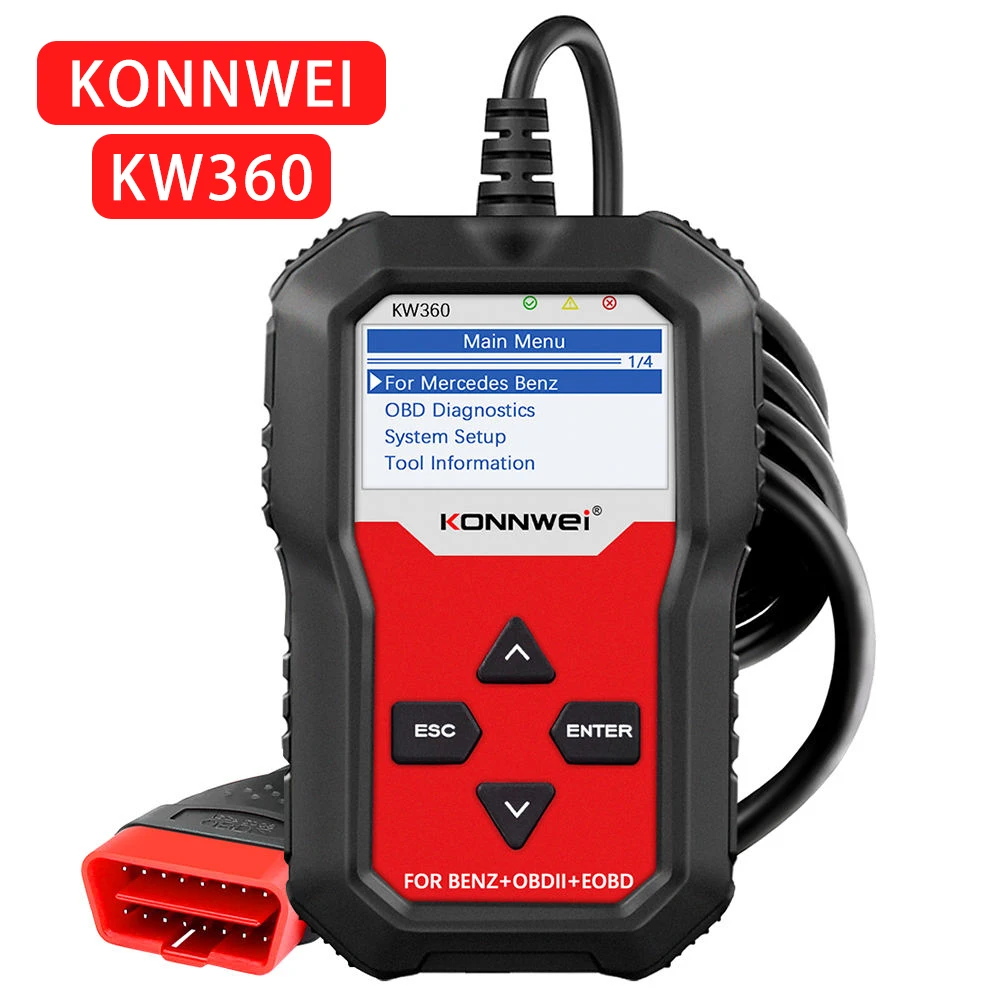 

KONNWEI KW360 Full Systems OBD2 Scanner for Benz Professional Car Diagnostic Tool for C300 W204 W205 W211 ABS Airbag Oil Reset