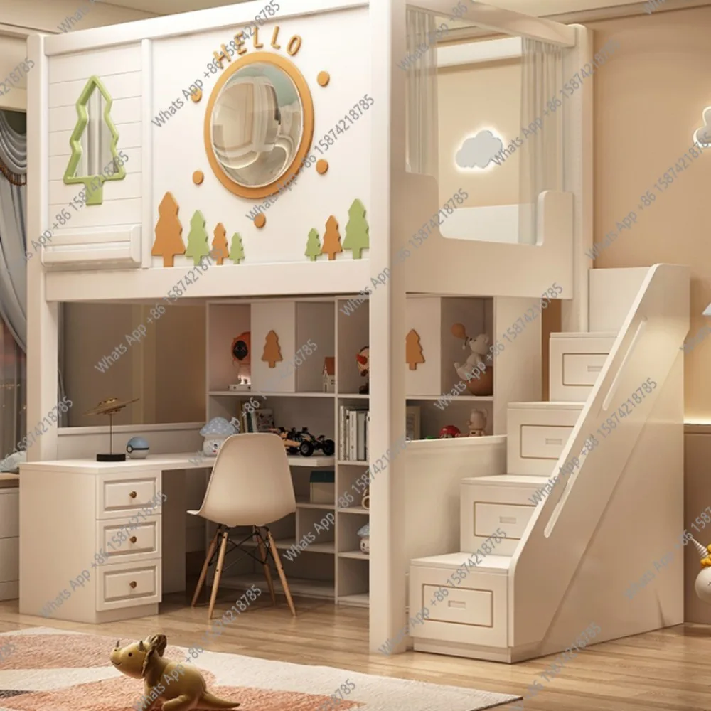 

Children's bed on the bed and off the table combination, bed desk wardrobe integrated